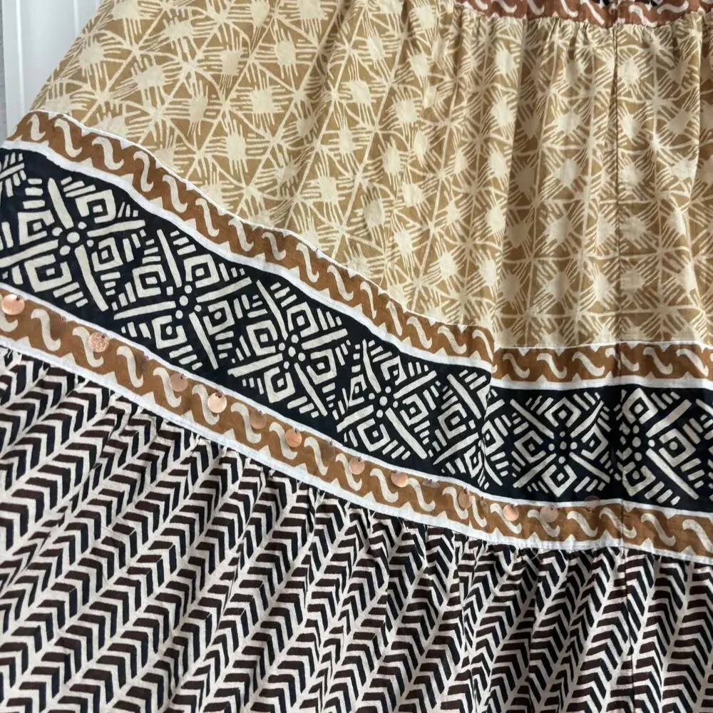 White Stag Boho Tiered Maxi Skirt Brown Festival Hippie Gypsy Cottagecore Size L - Picture 6 of 16